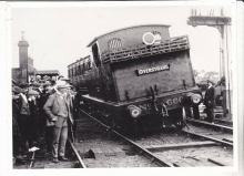 Derailment of the 666 locomotive, at North Walsham's Great Eastern Railway Station.