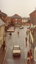 Elevated view of the Market Place at Christmas time