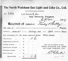 Gas bill from North Walsham Gas Light and Coke Co
