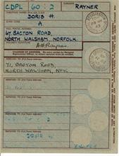 Identity Card of Doris Rayner, nee Marjoram. Her father , Fred, established Marjoram's Outfitters in 1901.