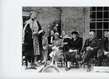 Miss M S Middlewood, Head North Walsham Girls' High School 1947...1967, conducts Prize Giving outside before the new hall was built.