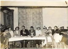 Mundesley Youth Club Committee 1954- 1955 A.Gotts, Mrs. Parrot, V.Ward, Mr. Twiddy(Mundesley School Head),J.Wye, J.Cox, E. Gotts, M. Earl, S. Earl.