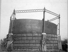 North Walsham Gas Works, Mundesley Road. Gale damage to the Gasometer in March 1895. Photo by Maclean