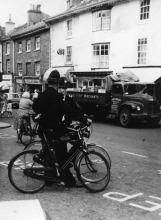 Policeman on Bicycle in North Walsham Market Place