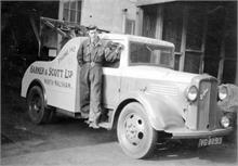 Ronnie Drake and the Bedford Breakdown Truck at Harmer & Scott Ltd Garage