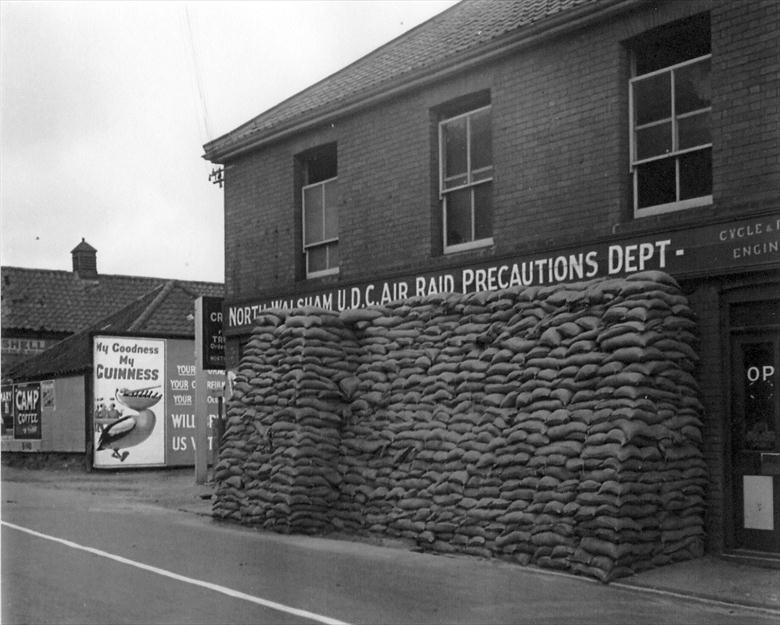 Photograph. A.R.P. Offices in Walker's Garage, Yarmouth Road, North Walsham. (North Walsham Archive).