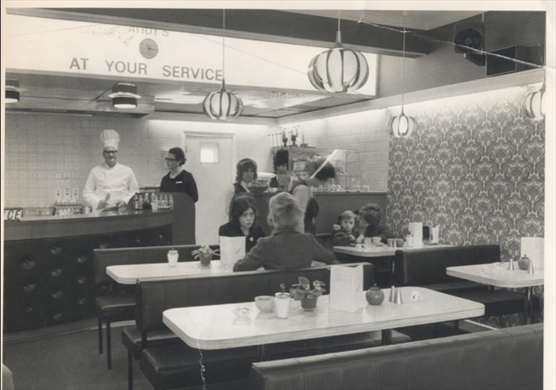 Photograph. Andy's Cafe in St Nicholas Court, (North Walsham Precinct.) (North Walsham Archive).