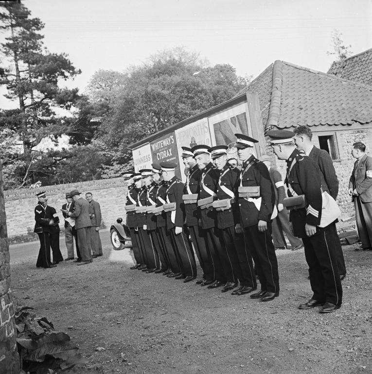 Photograph. ARP exercises in Cross Keys Yard, North Walsham (North Walsham Archive).