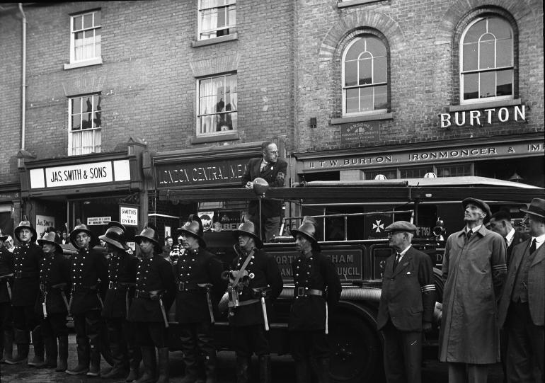 Photograph. ARP exercises in North Walsham Market Place (North Walsham Archive).