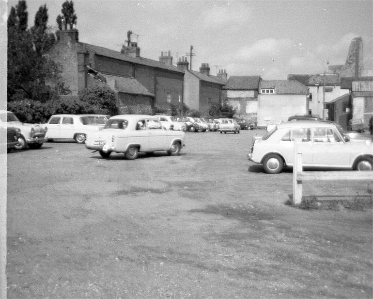 Photograph. Bank Loke Car Park, North Walsham. 1971. (North Walsham Archive).