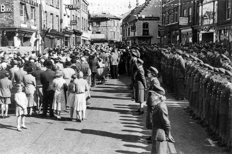 Photograph. Battle of Britain week, North Walsham Market Place. (North Walsham Archive).
