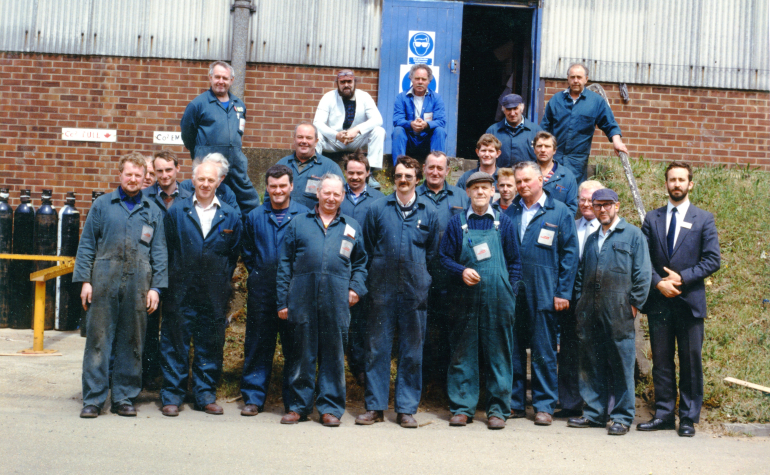 Photograph. Crane Fruehauf workers (North Walsham Archive).