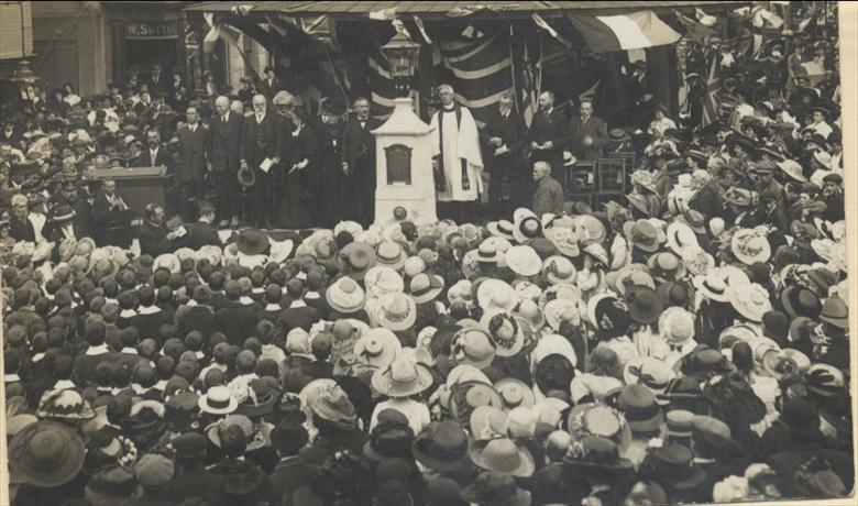 Drinking Fountain in front of the Town Clock, North Walsham Market Place. (North Walsham Archive) Photograph. Drinking Fountain in front of the Town Clock, North Walsham Market Place. (North Walsham Archive).