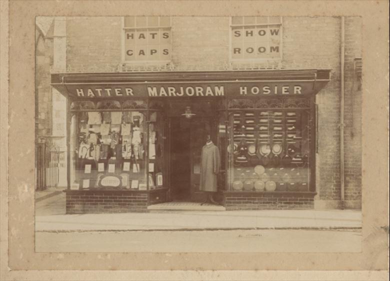 Photograph. Fred Marjoram's Shop (Open 1901) (North Walsham Archive).