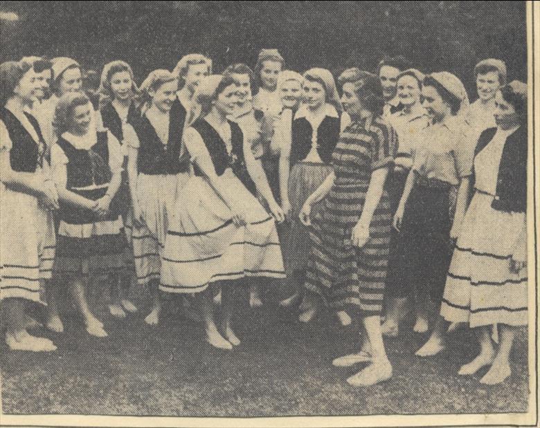 Photograph. G.F.S. North Walsham, dance at the Royal Albert Hall before the Queen in 1950. (North Walsham Archive).