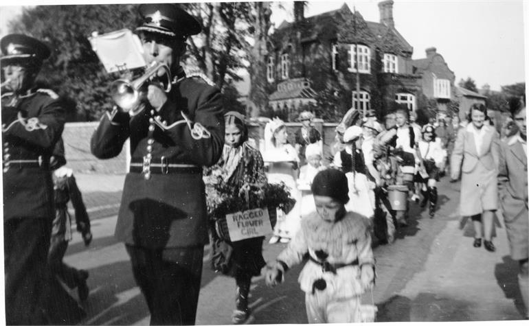 Photograph. Grammar School Road Procession in the 1940s (North Walsham Archive).