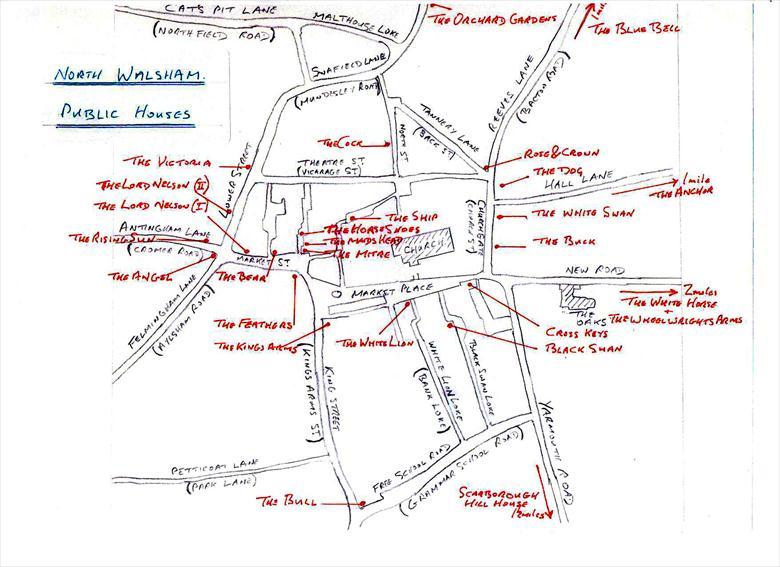 Photograph. Map of public houses formerly in North Walsham (North Walsham Archive).