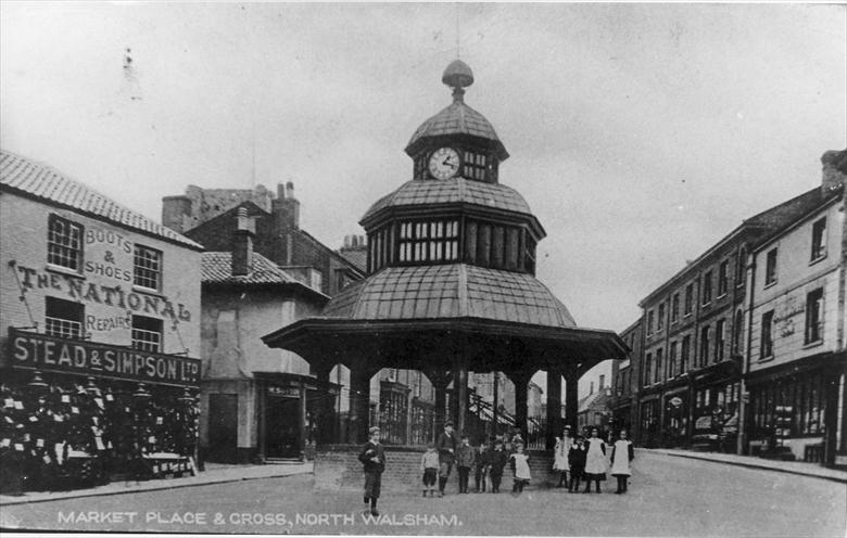 Photograph. Market Cross, Market Place, North Walsham, c1908 (North Walsham Archive).