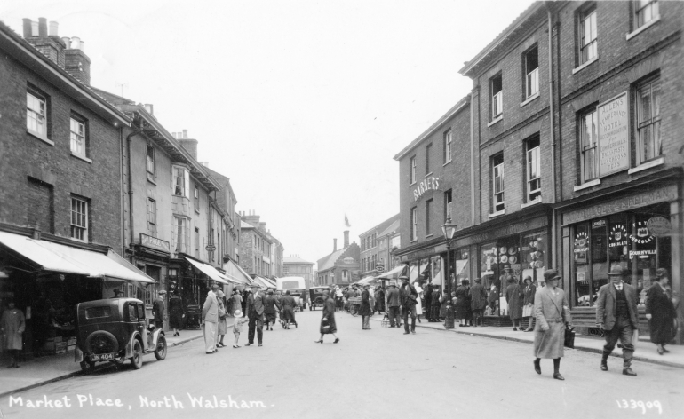 Photograph. Market Place in 1931 (North Walsham Archive).