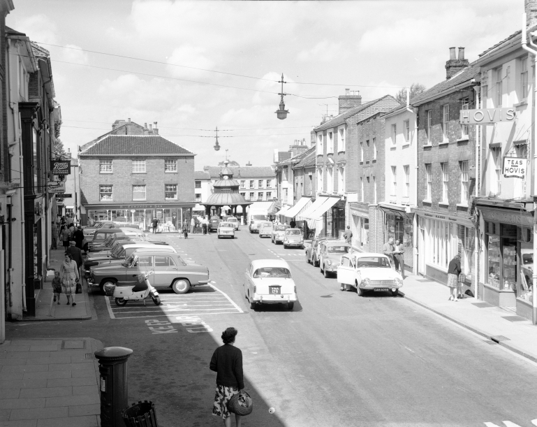 Photograph. Market Place in the early 1960s (North Walsham Archive).