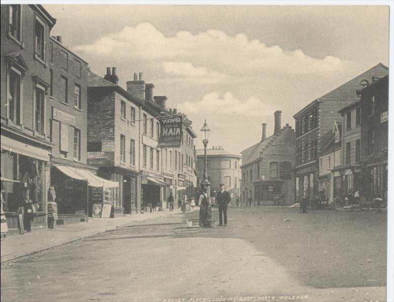 Photograph. Market Place North Walsham, looking east. (North Walsham Archive).