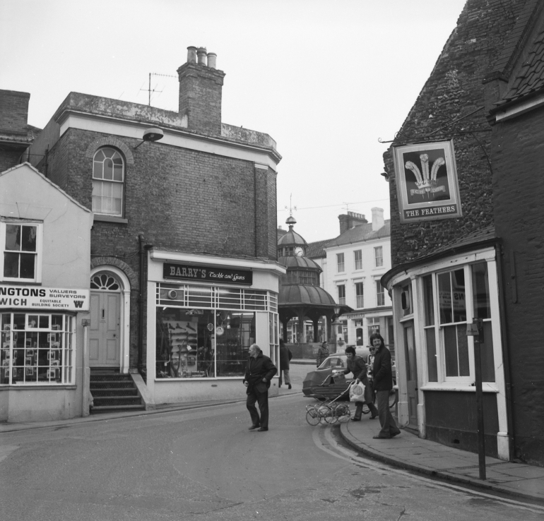 Photograph. Market Street in 1980s (North Walsham Archive).