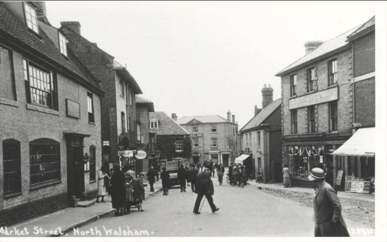 Photograph. Market Street, North Walsham. (North Walsham Archive).