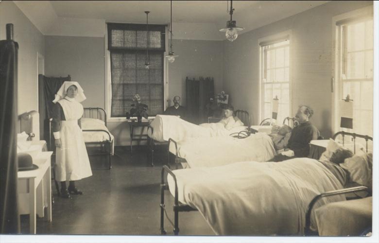 Photograph. Men's Ward at North Walsham Cottage Hospital (North Walsham Archive).