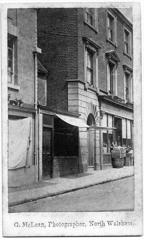 Photograph. North Side Market Place, North Walsham. Sewell's Butchers. Photo G.McLean (North Walsham Archive).
