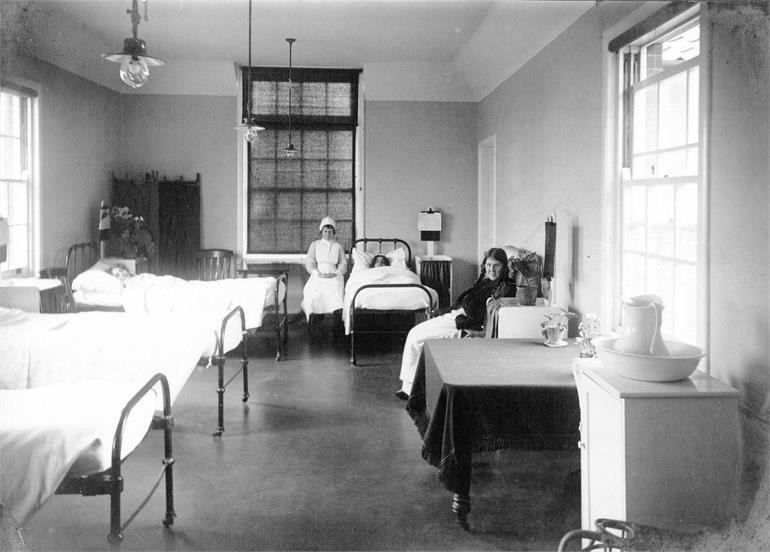 Photograph. Hospital Ward at at North Walsham Cottage Hospital (North Walsham Archive).