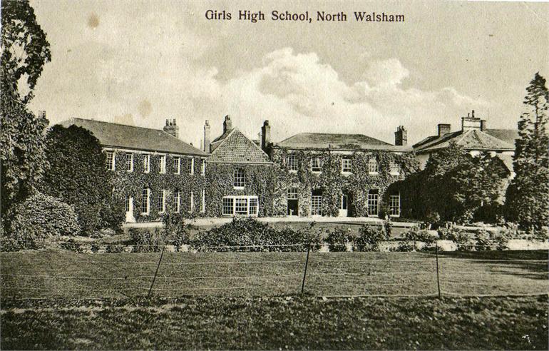 Photograph. North Walsham Girls' High School buildings photographed in 1931 (North Walsham Archive).