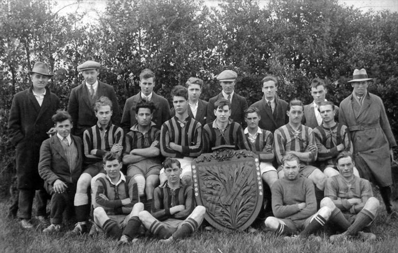 Photograph. North Walsham Hornets football team winners of Charity Shield (North Walsham Archive).