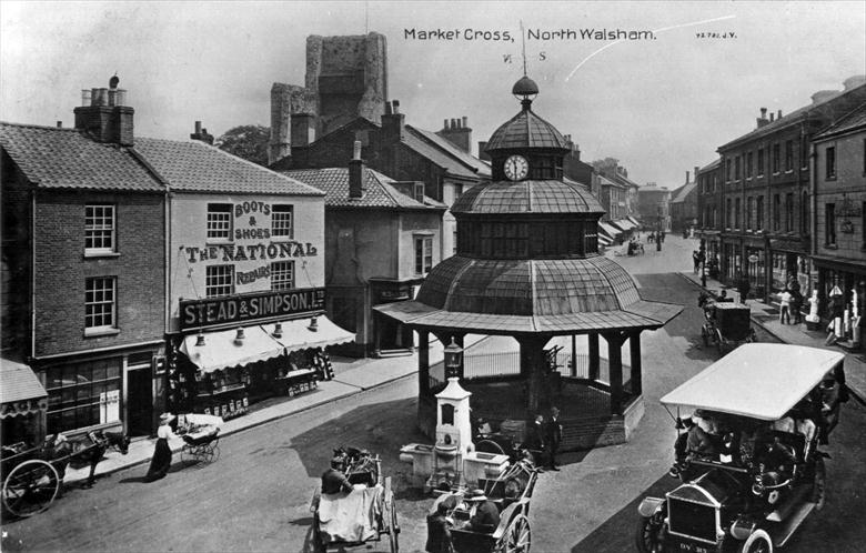 Photograph. North Walsham Market Cross and Market Place (North Walsham Archive).