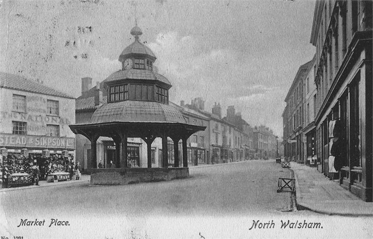 Photograph. North Walsham Market Place. 1904 postcard. (North Walsham Archive).