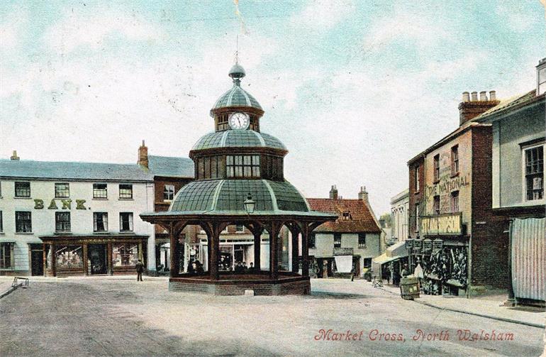Photograph. North Walsham Market Place - 1907. Postcard. (North Walsham Archive).