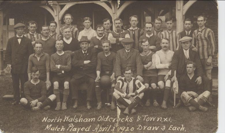Photograph. North Walsham Oldcrocks and Town Football Teams. (North Walsham Archive).