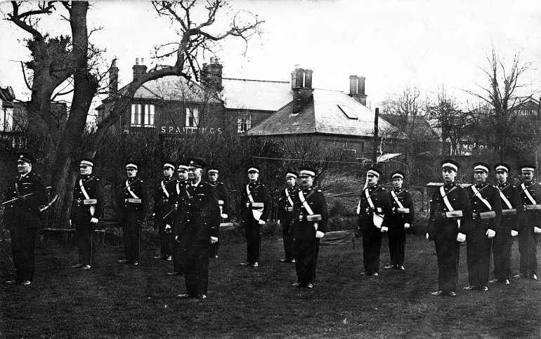 Photograph. North Walsham St John Ambulance beside the Norwich Road. 1927. (North Walsham Archive).