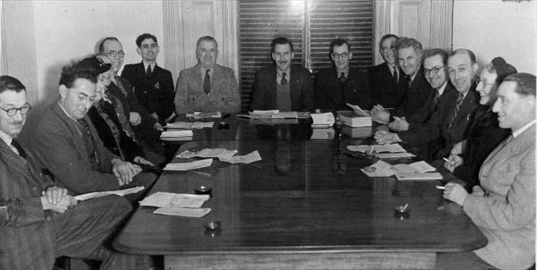Photograph. The North Walsham.Urban District Council assembled in the Council Chamber. Chairman Ralph E.R.Ling. (North Walsham Archive).