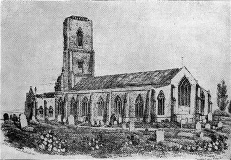 Photograph. Nth. Walsham's Parish Church showing the tower between the falls of 1724 and 1835 (RML collection) (North Walsham Archive).