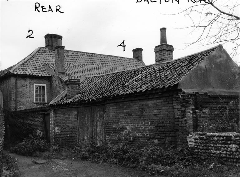 Photograph. Rear of no. 2 and no. 4 Bacton Road c1960. (North Walsham Archive).
