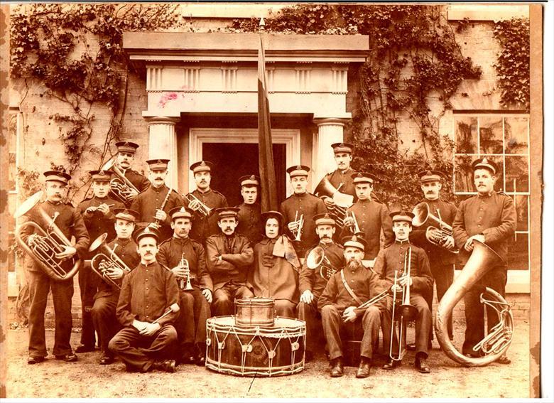 Photograph. Salvation Army Band, 1902. Outside Beech Grove (North Walsham Archive).