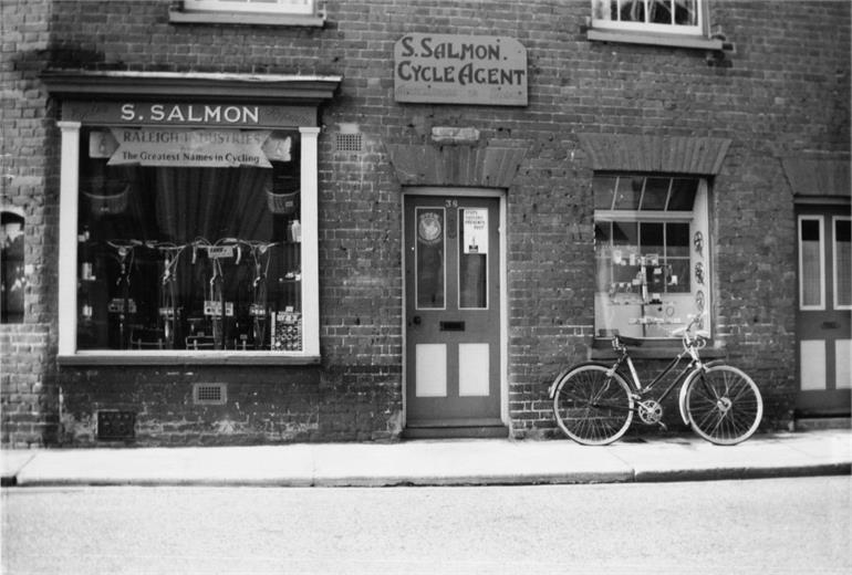 Photograph. Sid Salmon's third Cycle shop - Vicarage Street, North Walsham (North Walsham Archive).