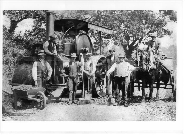 Photograph. Steam Roller Team of W.B.Gaze, Ltd, Bacton Road. (North Walsham Archive).