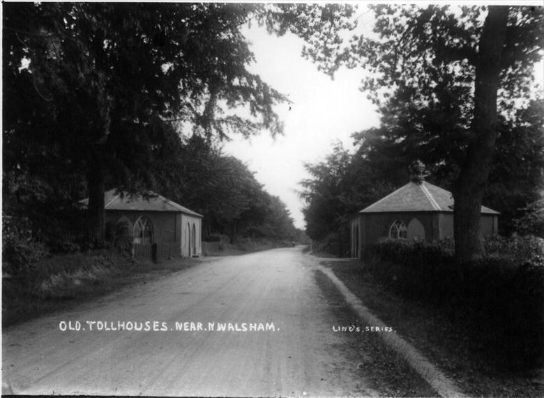 Photograph. Tollhouses at Westwick Woods on the North Walsham to Norwich Road (North Walsham Archive).