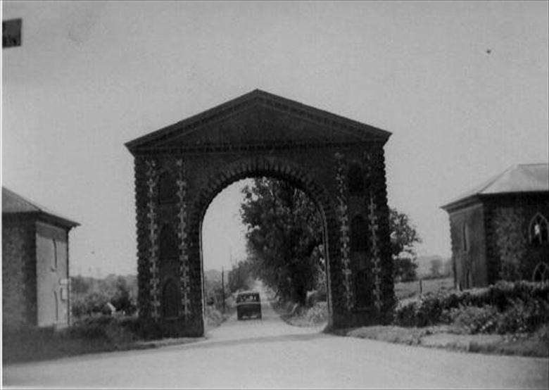 Photograph. Westwick Arch, looking South. Originally dove-cot/ gateway to the Westwick Estate (North Walsham Archive).