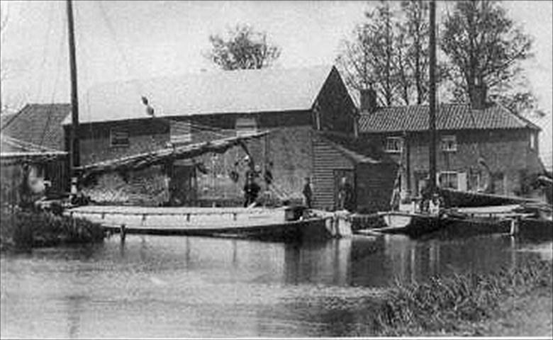 Photograph. Wherries at Bacton Wood Bridge, Spa Common on the North Walsham-Dilham Canal. Ling collection. (North Walsham Archive).