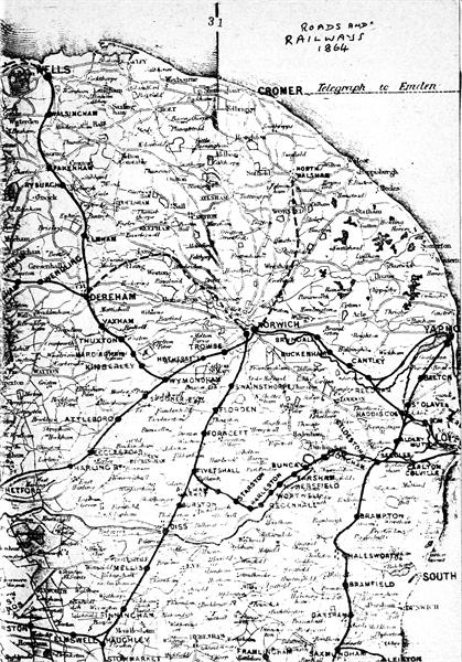 Norfolk roads and railways 1864